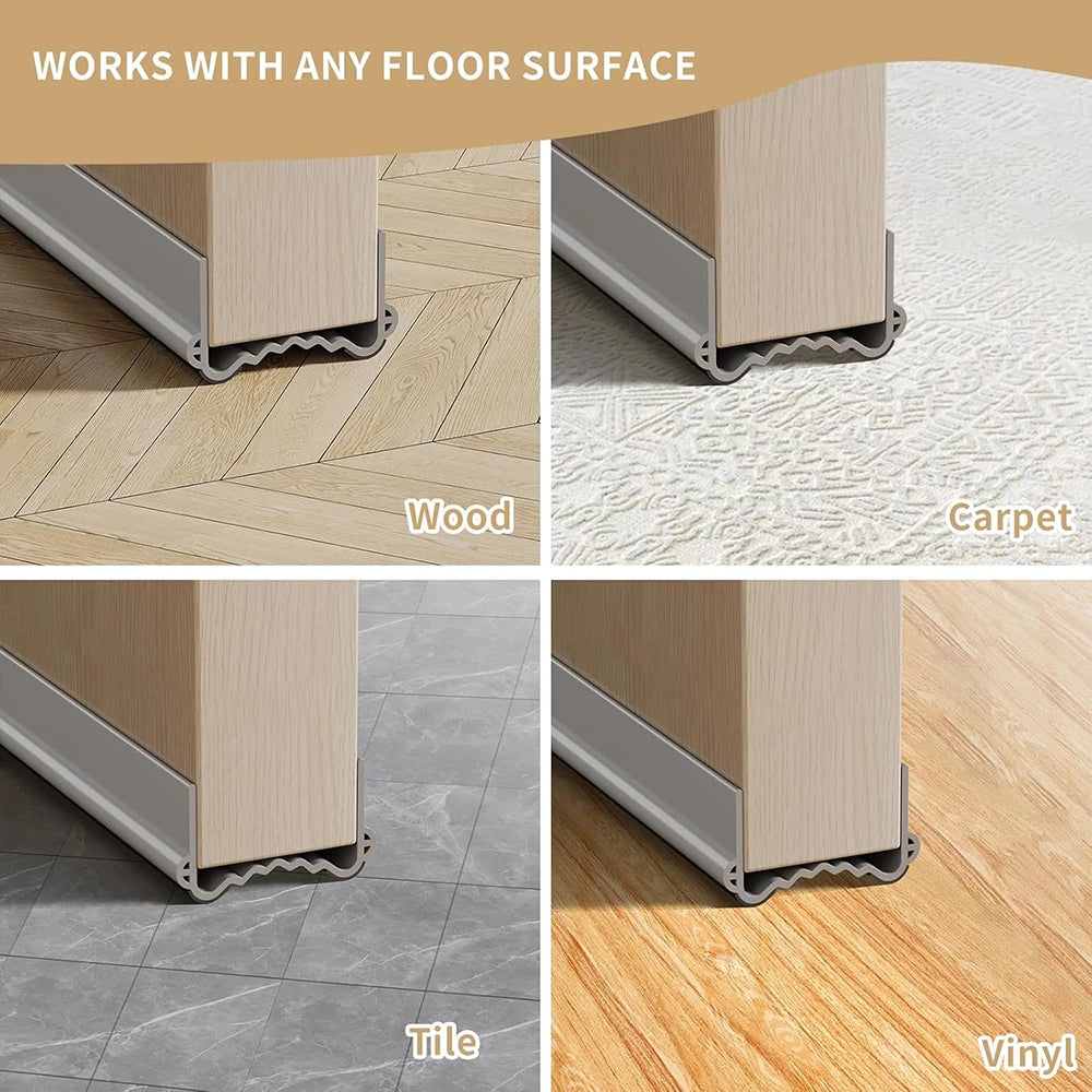 1-4pcs Cuttable Weather Stripping Snap-in Installation Door Bottom Gap Seal Strip with Acoustic Foam Brush Triple Windproof Qme