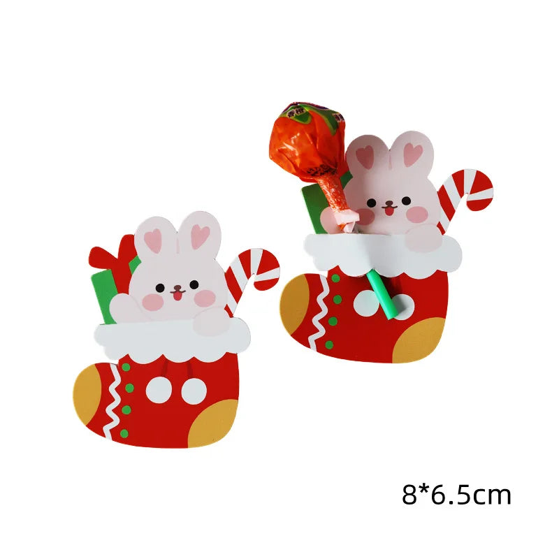 Christmas Lollipop Cards Candy Decor Insert Kindergarten Message Qme D 50pcs M