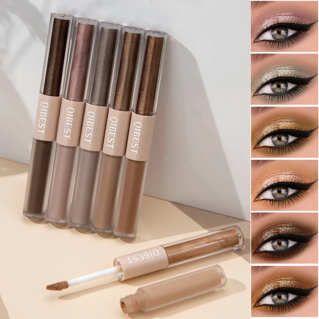 2 In 1 Stick Pearly Matte Eyeshadow Cream Smooth Nude Eye Makeup Liquid Contour Shadow Stick Waterproof Shimmer High Light Pen Qme