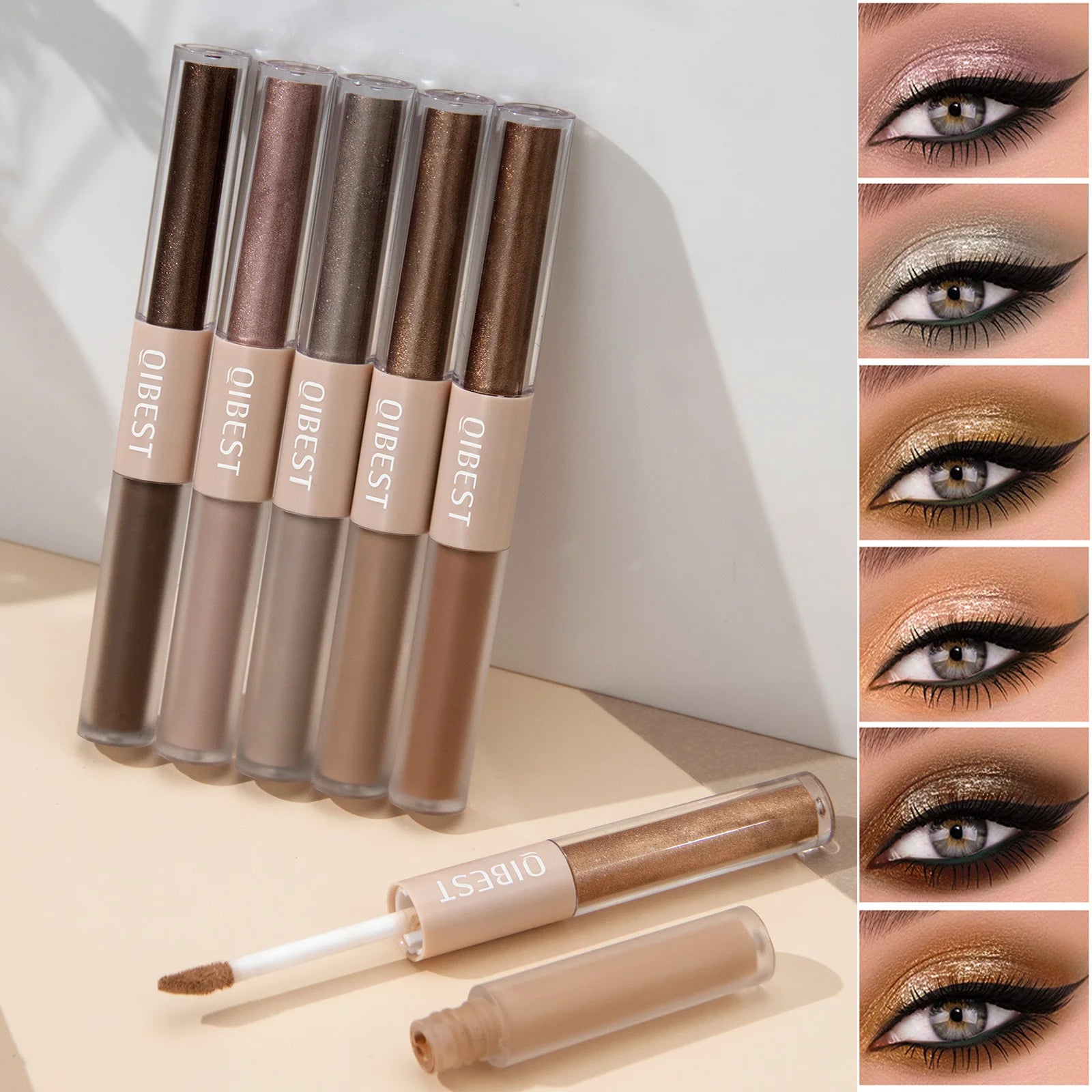 2 In 1 Stick Pearly Matte Eyeshadow Cream Smooth Nude Eye Makeup Liquid Contour Shadow Stick Waterproof Shimmer High Light Pen Qme