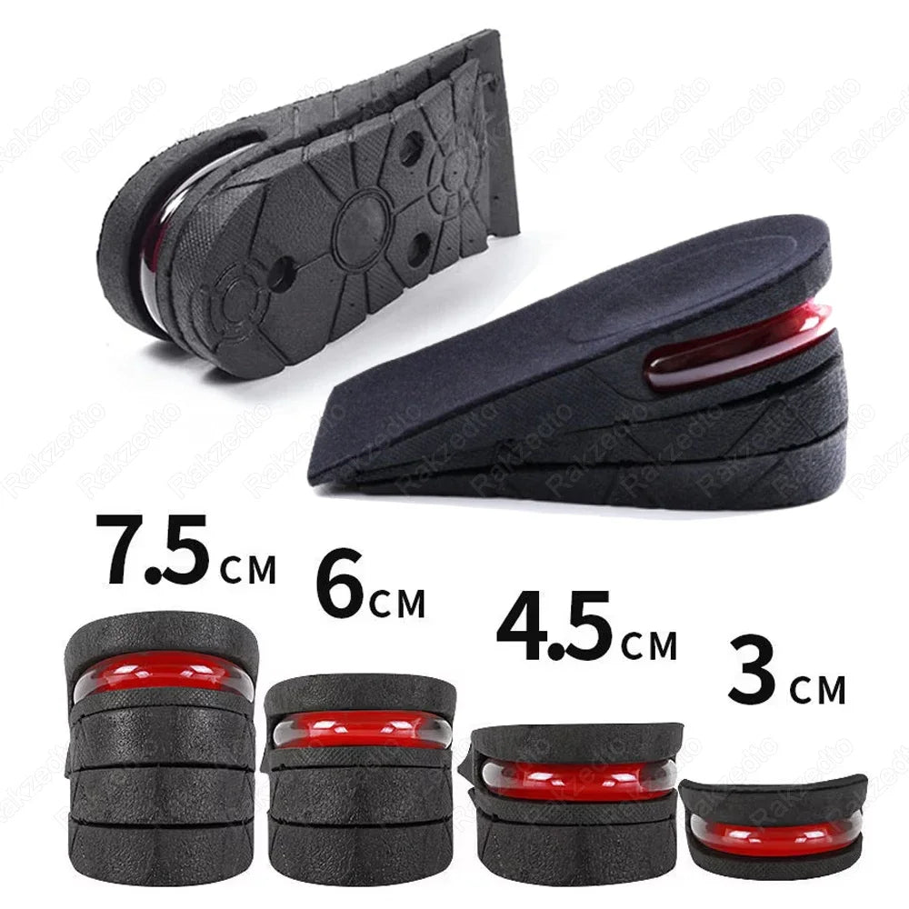 Height Increase Insoles for Men Women Heel Shoe Lift Insert Air Cushion Heightening Insoles Adjustable Shock Absorbing Foot Pad Qme 1 Pair 7.5cm Height
