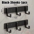Reusable Aluminum Alloy Wall Hook Replaceable Adhesive Tape Easy Disassembly for Home Temporary Flexible Item Wall Hanging Qme Black-3hooks-1pcs