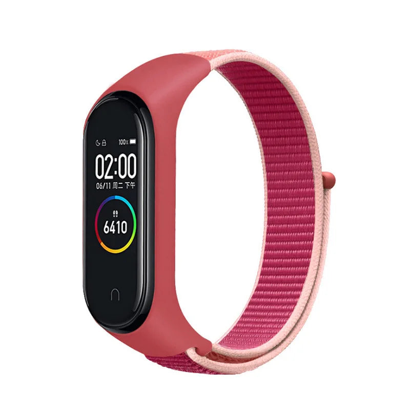 A Durable Nylon Loop Watch Strap with Freely Adjustable Velcro for Xiaomi Mi Band Fashionable Replacement Wrist Band Accessory Qme