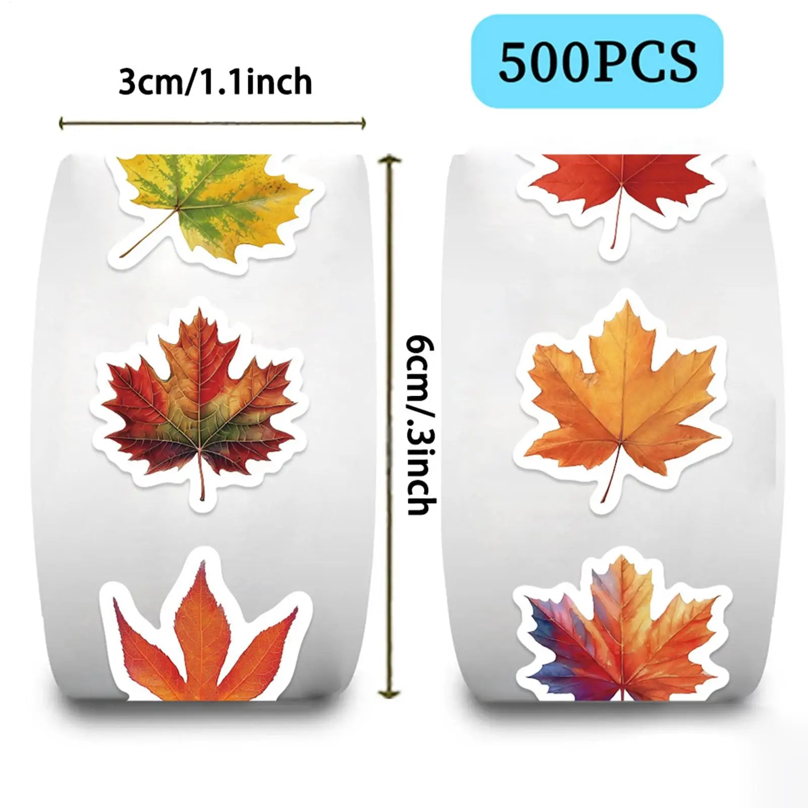 Leaf Stickers 500 Maple Journaling Decal Roll Water Bottle Scrapbook Qme