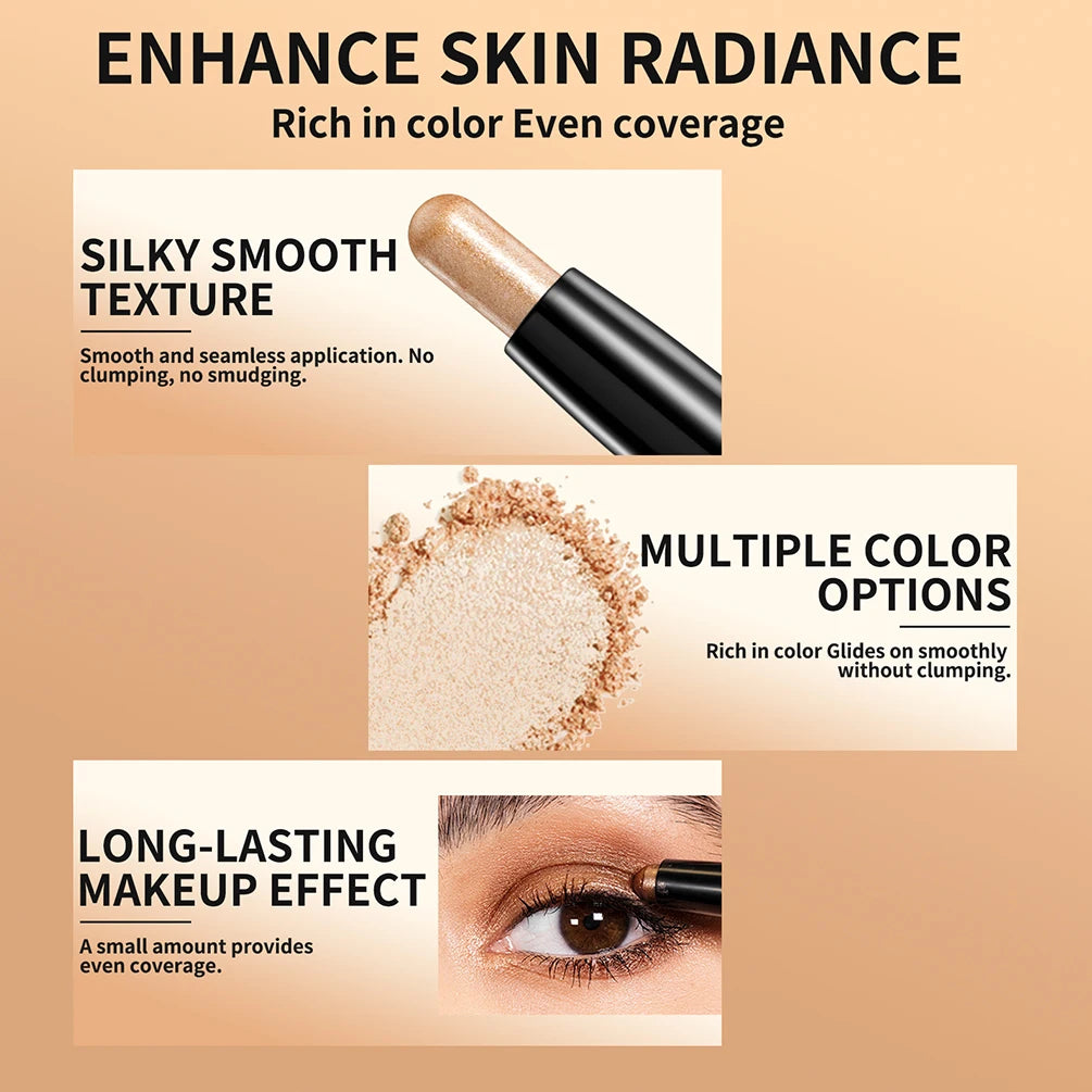 QIBEST Glitter Eyeshadow Pencil Lasting Eye Shadow Eyeliner Makeup Pearly Shimmer Highlighter Charming Eye Cosmetics Shadow Qme