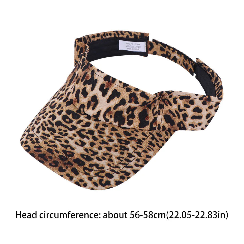Cute Korean Style Leopard Print Sun Hat Empty Top Anti-UV Sun Protection Hat Curved Brim Peaked Cap Women Sunshade Hat Sports Qme