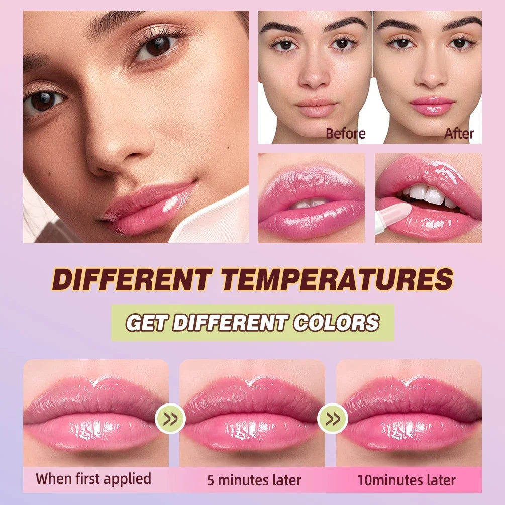 QIBEST 3Pcs Color Changing Lip Balm Makeup Sets Moisturizing Tinted Lipstick Lasting Lip Stain Tint Nourishing Repair Lip Care Qme