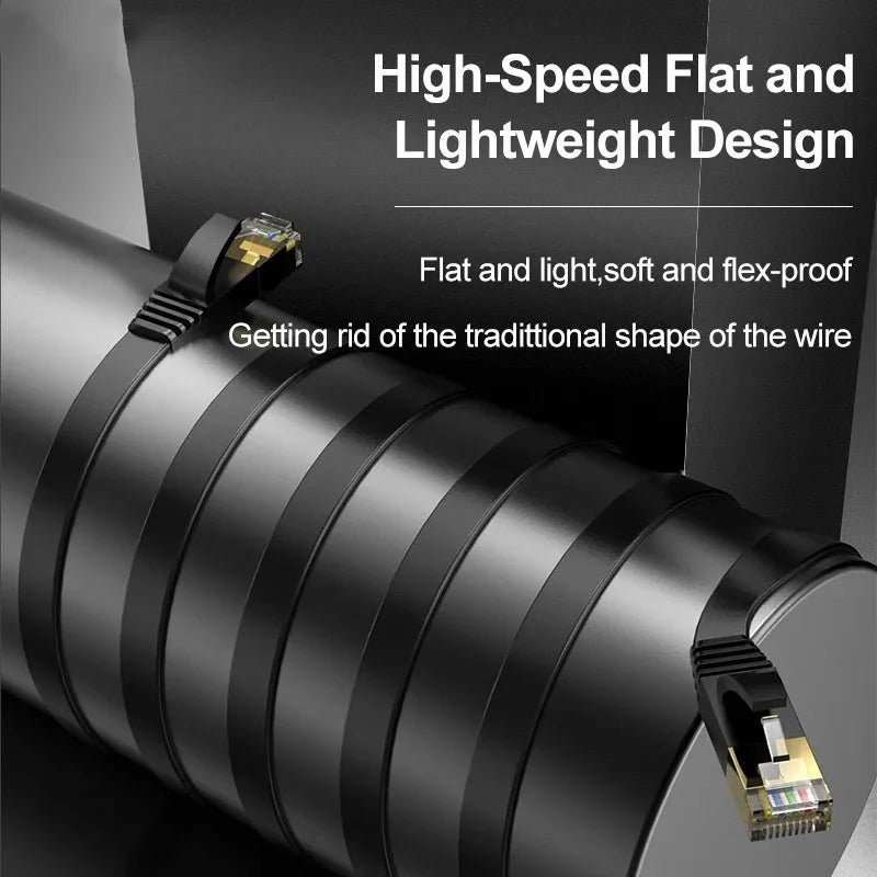 CAT8 Ethernet Cable 40Gbps 2000MHz Shielded RJ45 Twisted Pair for Gaming WiFi7 High Speed Network Cable Qme