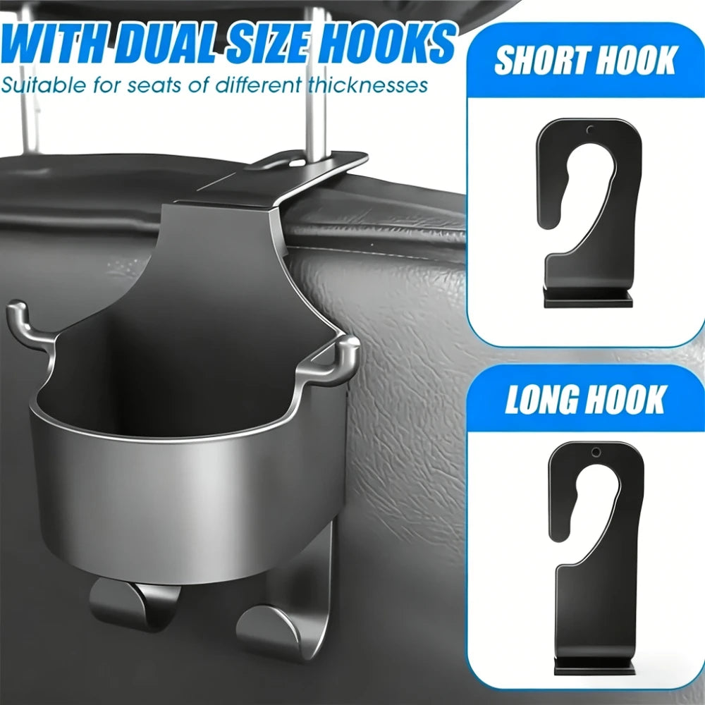 4pcs Three-in-one Car Seat Back Cup Holder, with Double-sized Hooks, Beverage Storage Rack, Universal Hanging Storage Rack Qme