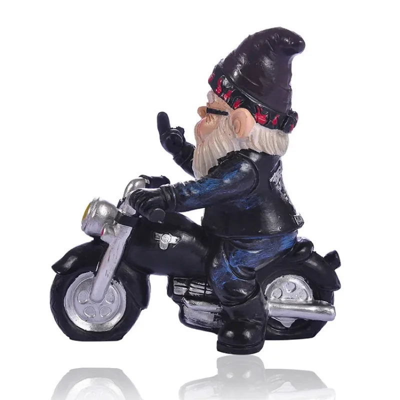 Gnome Dwarf Resin Home Garden Decoration Crafts Ornaments Biker Old Qme