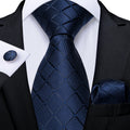 Professional Mens 3-Piece Suit Set: Necktie, Pocket Square & Cufflinks, Classic Design for Wedding Qme DPTH-HT-LDSN1656