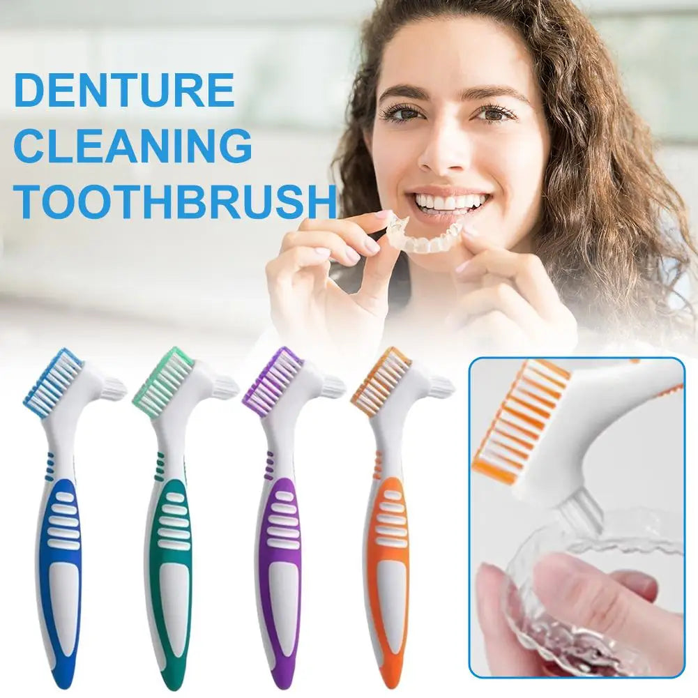 Denture Brush Toothbrush Multi-layered Bristles Anti-slip Handle Qme