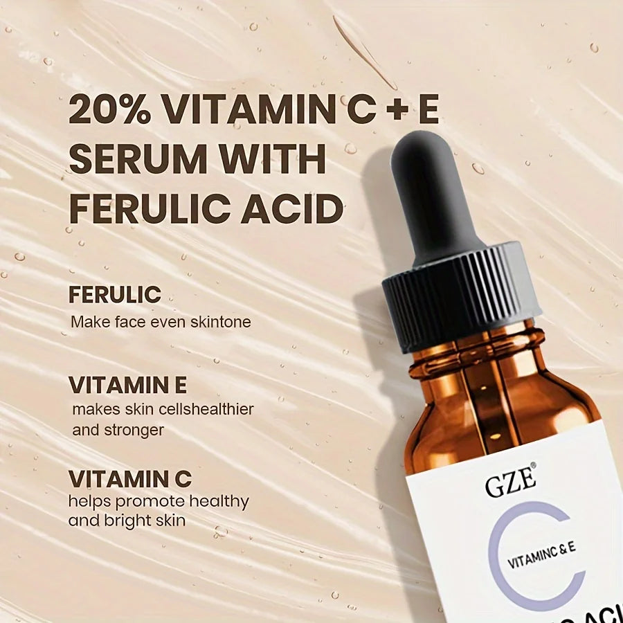 GZE Ferulic Facial Serum with Vitamin C, Vitamin E, & Absorbic Acid - Make you looks Younger, Skin Brightening Face Essence Qme