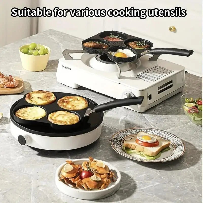 Four-hole Non-stick Breakfast Frying Pan Heat Resistant Portable Qme