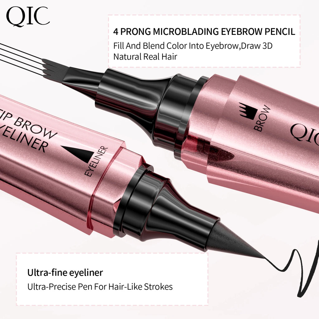 4 Colors 1pc Eyebrow Pen Waterproof 4 Split Tip Eyebrows Pen Eyebrow Tattoo Pen Waterproof Liquid Black Eyebrow Makeup Pencil Qme