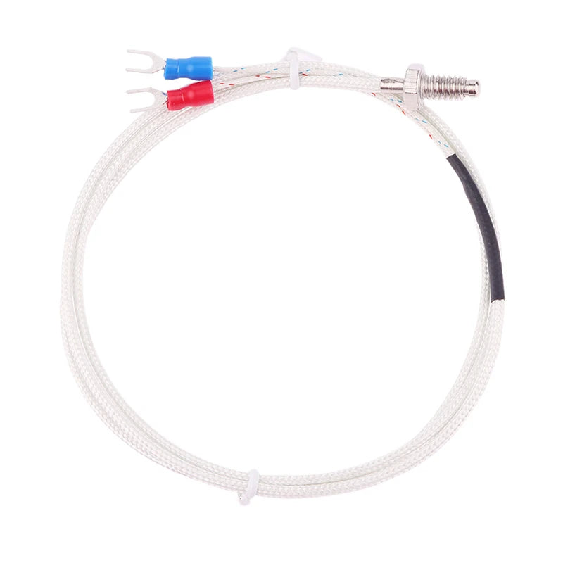K Type Thermocouple Cable M6 1M 2M Screw Temperature Sensor Probe 0-800 C For REX-C100 Temperature Controller Thermostat Qme 1M