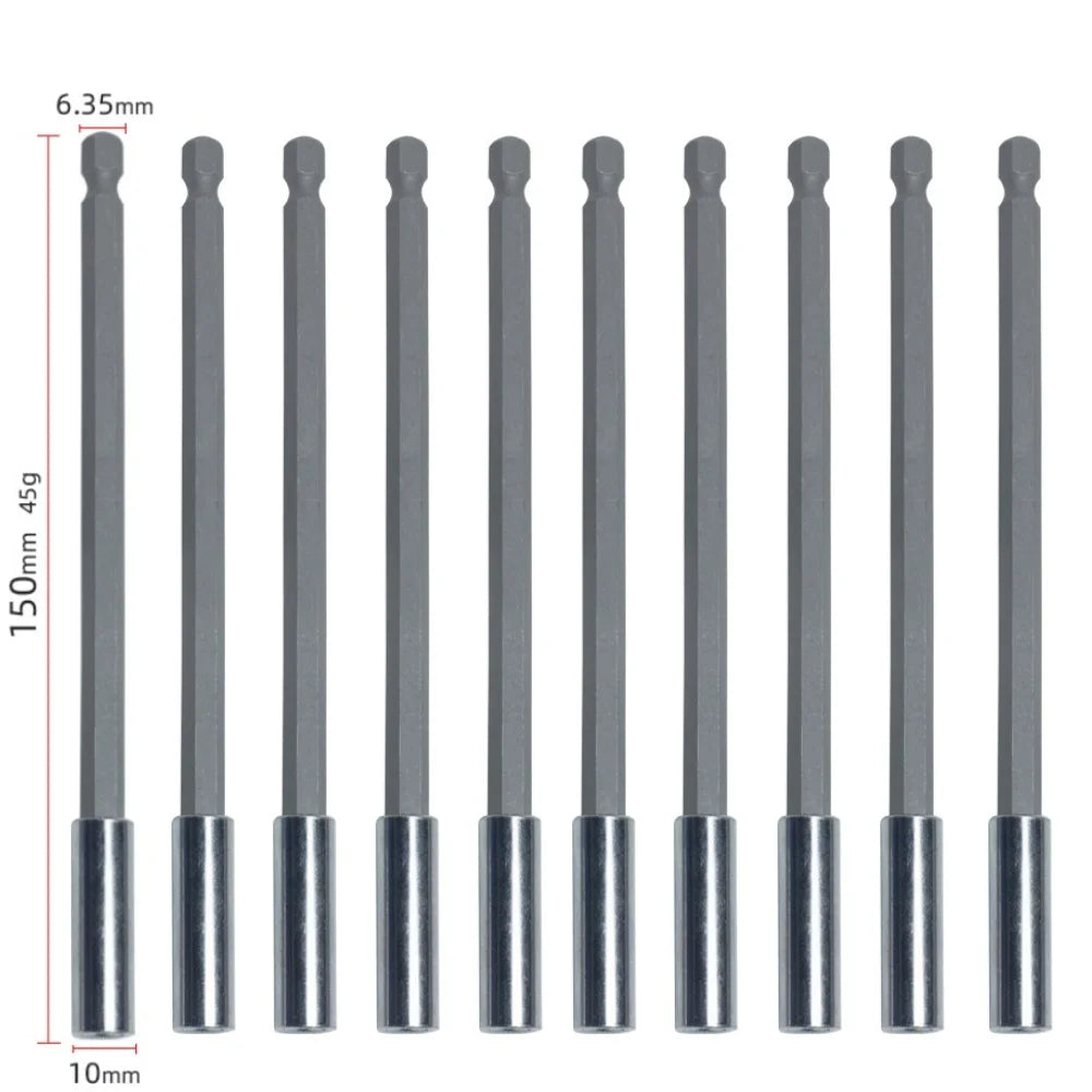 20-1PCS Hex Shank Drill Bit 60MM-150MM Magnetic Screwdriver Extended Link Screwdriver Head Holder Kit Rotary Tool Accessories Qme 150MM 10pcs
