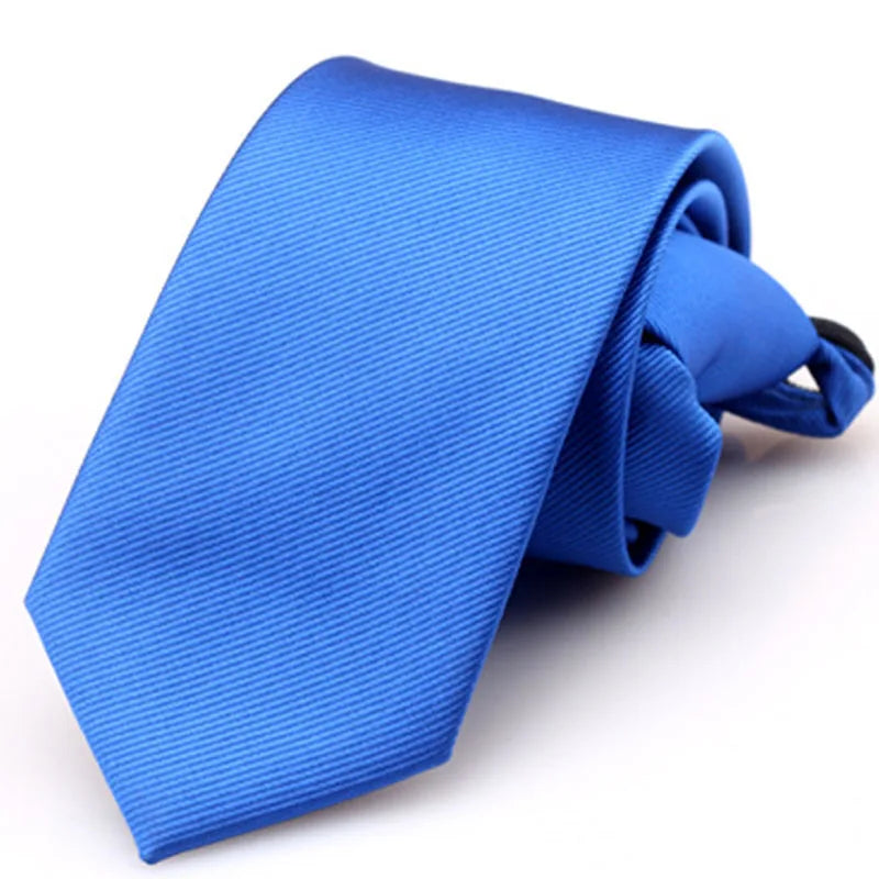Men Tie Solid Regalia Business Stripe Clips Knot Zipper Automatic Qme rt-8