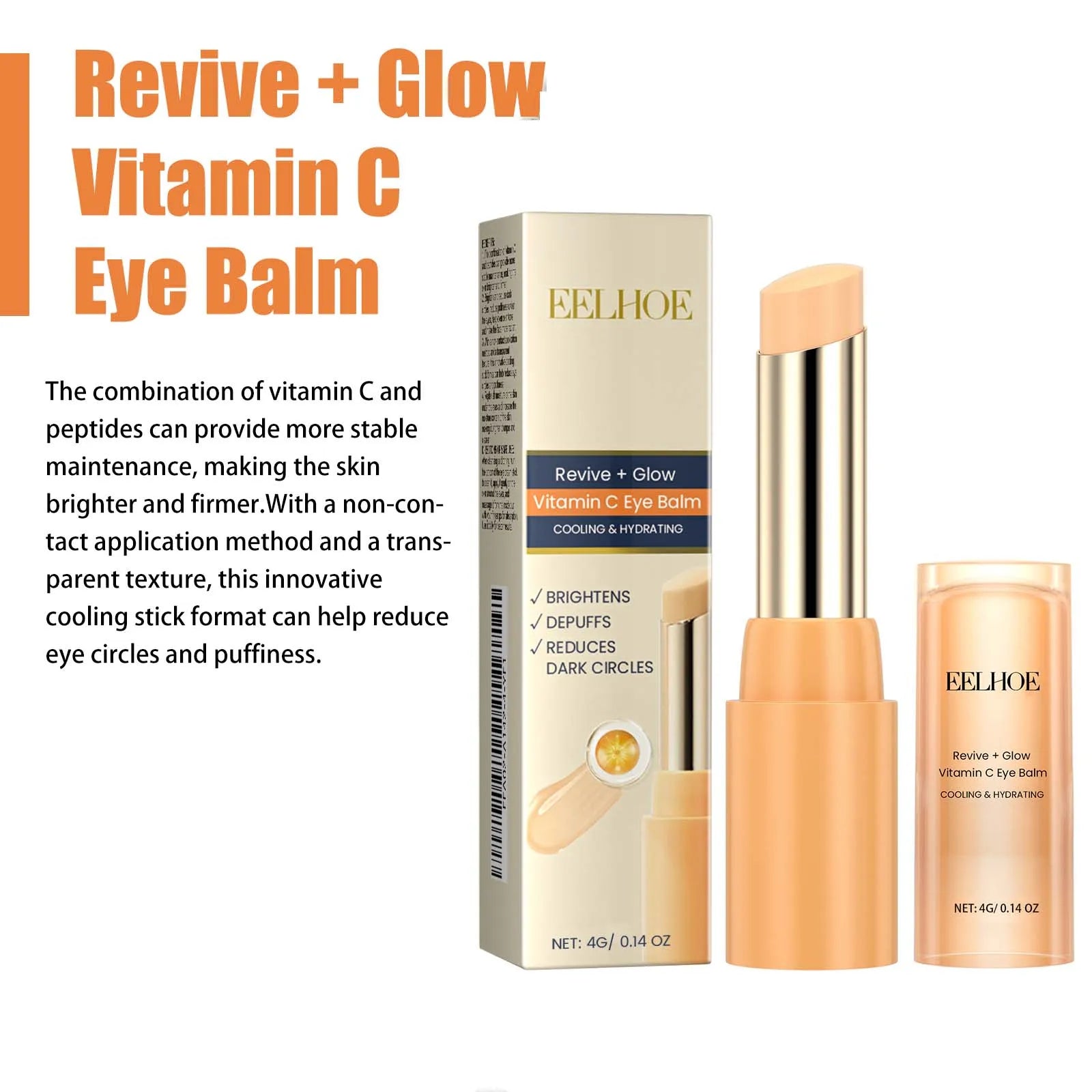 Vitamin C Eye Balm Moisturizing Eye Bag Removal Dark Circles Reduce Fine Lines Anti Puffiness Brightening Eye Cream Stick Qme