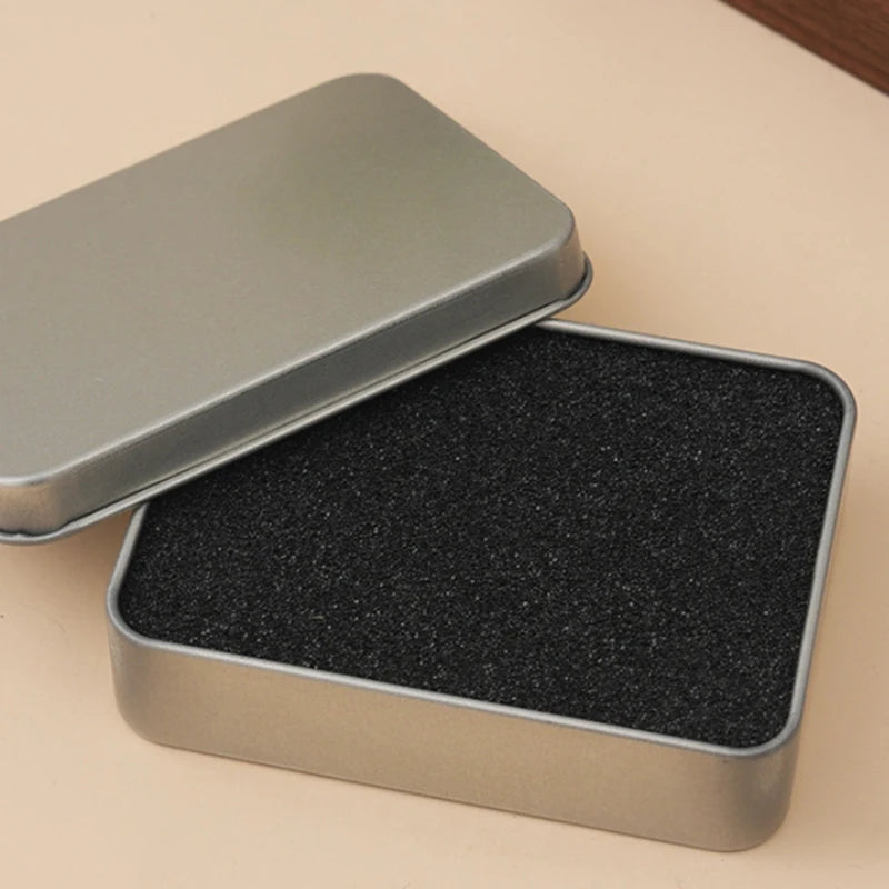 Cosmetic Storage Box Small Iron Silver Mini Rectangular Tin Qme