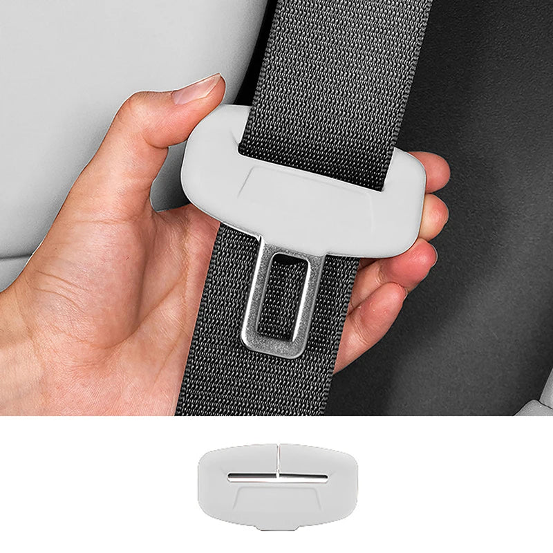 Seat Belt Buckle Cover Anti-scratch Rubber Car Protector Clip Qme White