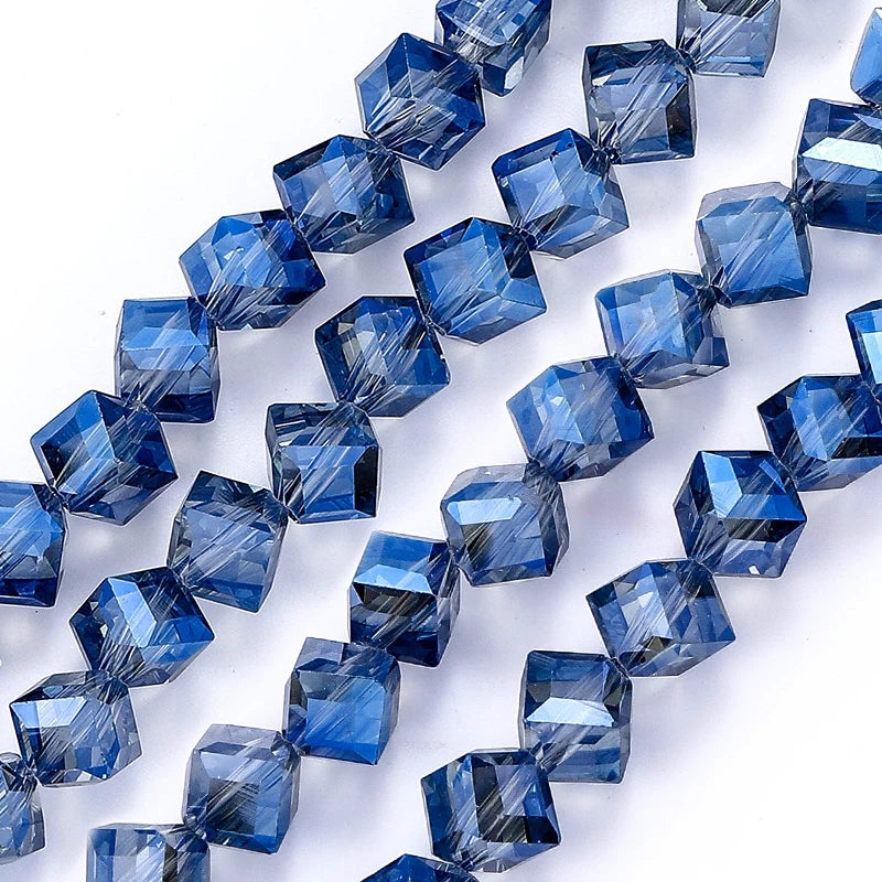 4-8mm Cube Crystal Glass Beads for Jewelry Making Faceted Square Crystal Glass Beads for Bracelet Earring Necklace DIY Craft Qme Color 7 6mm-78pcs