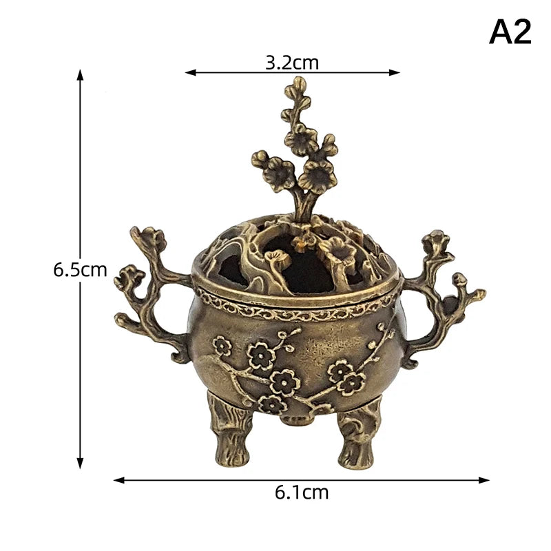 Mini Plum Blossom Lucky Incense Burner Metal Lotus Bowl Holder Handle Qme A2