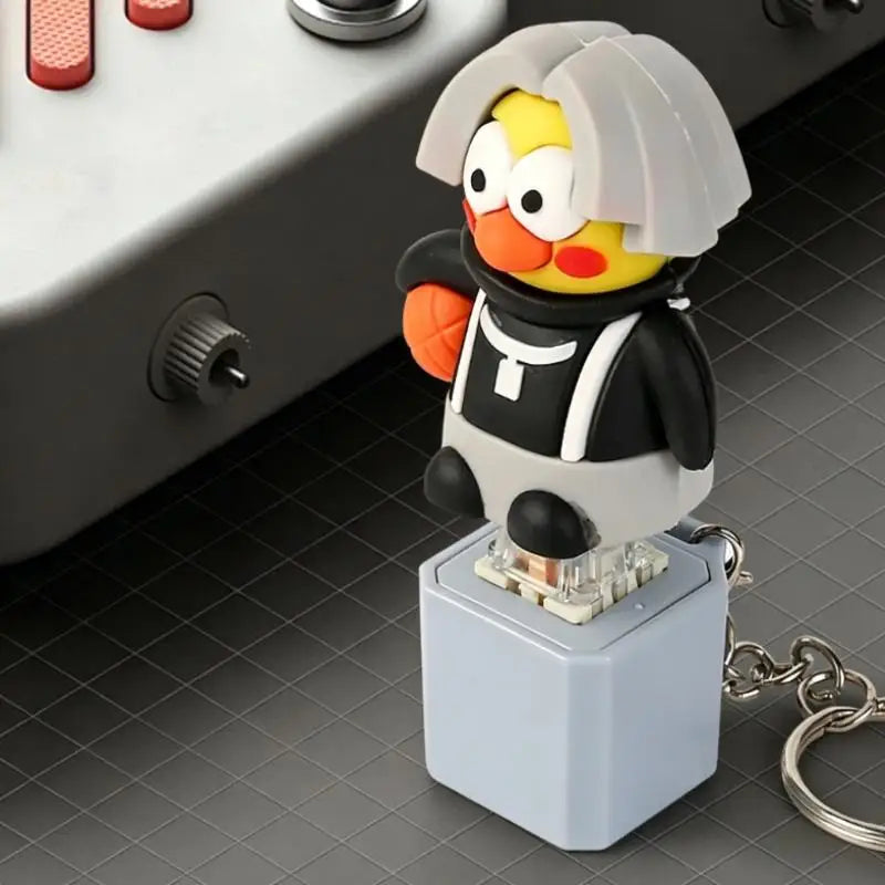 Cartoon Chicken Fidget Toy Keychain Sound Light Effects Sensory Qme