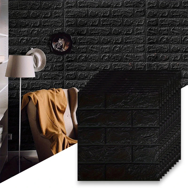 Self Adhesive Foam Brick Wallpaper 38 5x35cm White Black Waterproof Qme 38cmX35cm 40pcs black