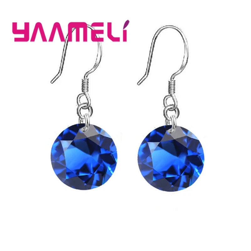 Bulk Sale Price 8 Colors Women Girls French Hook Earrings 925 Sterling Silver Color 8MM/10MM CZ Crystal Ball Jewelry 925 Stamped Qme