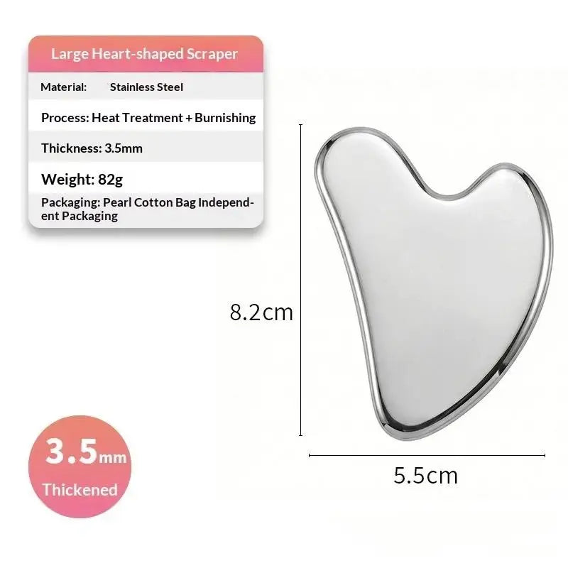 Stainless Steel Gua Sha Scraper Heart Shape Universal Face Massager Qme A