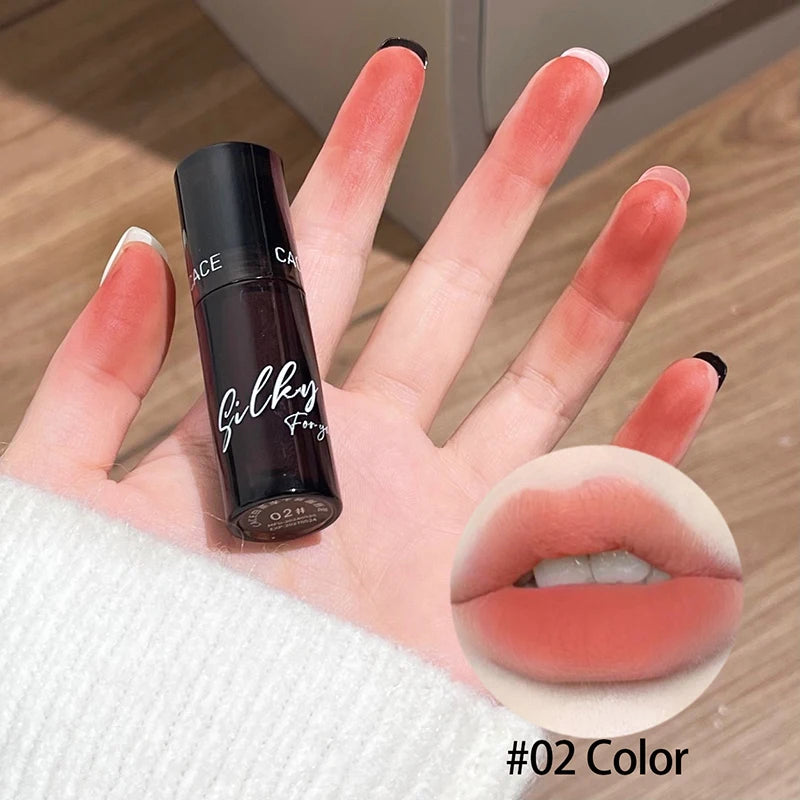 Lip Gloss Matte Velvet Lip Mud Rose Red Brown Stain Lip Tint Waterproof Long-Lasting Velvet Mist Lip Clay Korean Makeup Cosmetic Qme 02