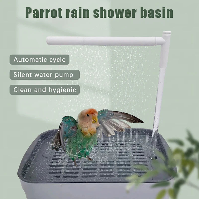 Water Bathtub Shower Fountain Pet Supplies Automatic Parrot Bird Bath Qme