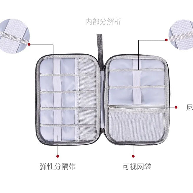 A Cable Storage Bag Waterproof Digital Electronic Organizer Portable USB Data Line Charger Plug Storage Bag Travel Organizer Qme