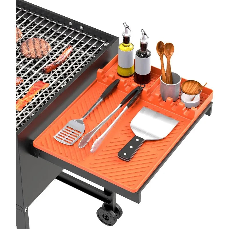 Heat Resistant Silicone Grill Tool Holder Mat Side Shelf Drip Pad Qme