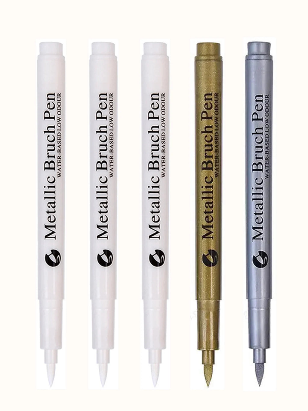 Metallic Marker Pen White/Gold/Silver Waterproof Permanent Paint Marker Pen for Rock,Mug,Ceramic,Glass DIY Painting Supplies Qme 3white 1gold 1silver