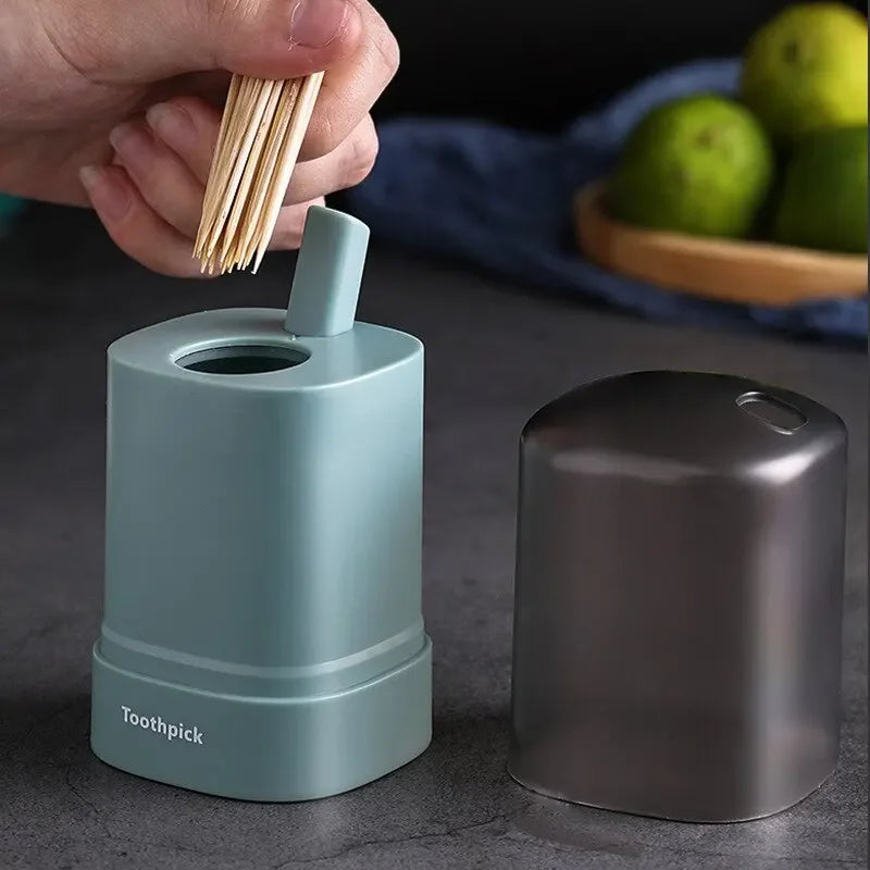 Press Type Toothpick Holder Automatic Pop-up Toothpick Box Hotel Restaurant Kitchen Desktop Organizer Cleaning Dental Tools Qme