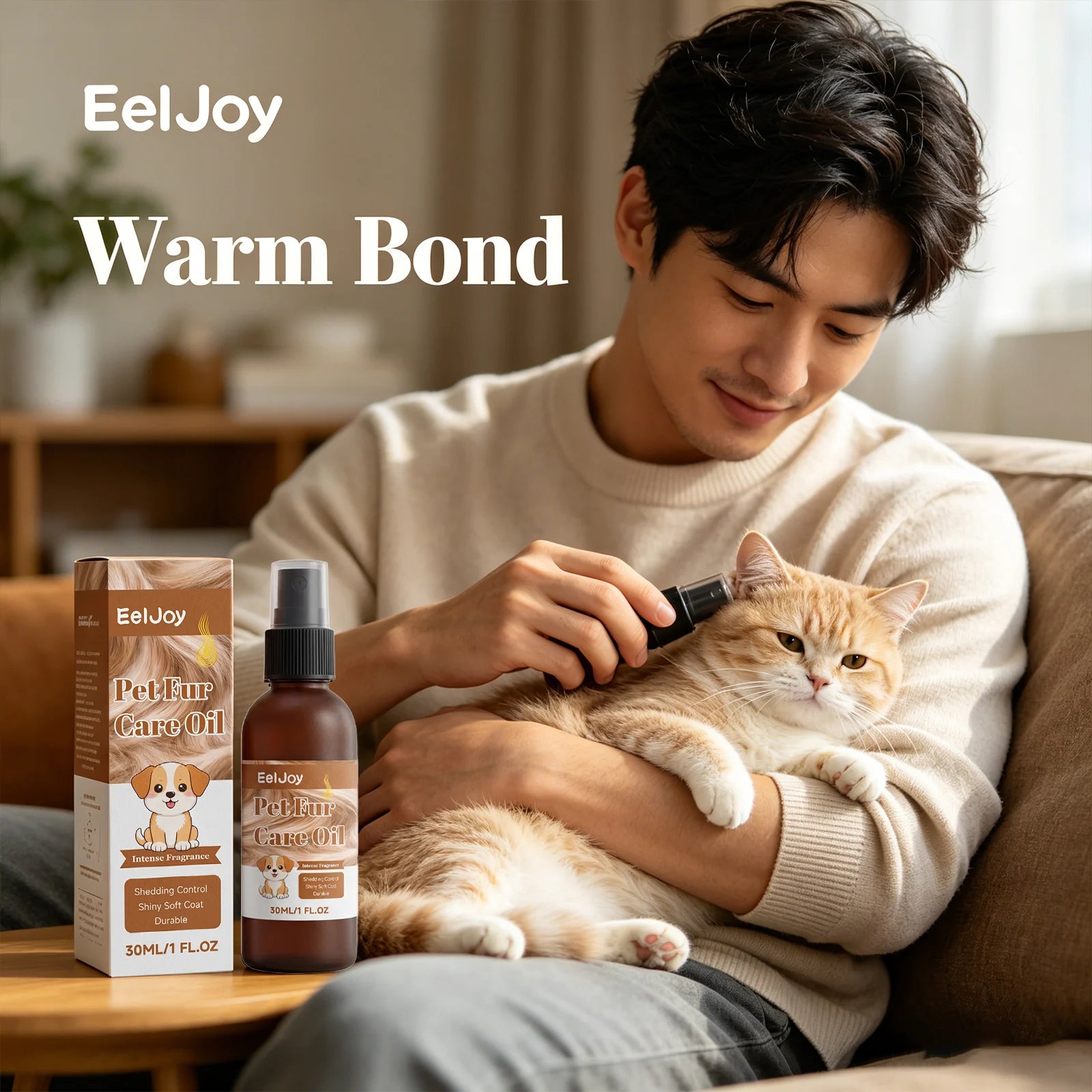 Pet Fur Care Oil Spray Moisturizing Fluffy & Smoothing Hair Reduce Knotting Anti-Shedding Grooming Gentle Pet Coat Conditioner Qme