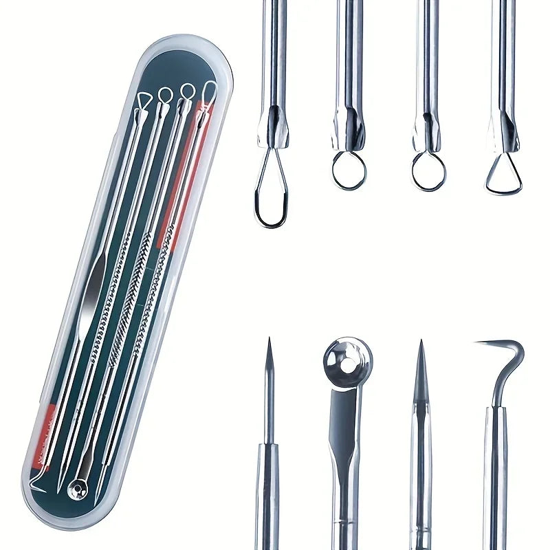 4pcs/ set Acne Blackhead Needle Blackhead Spot Comedone Skin Care Women Beauty Acne Care Pores Cleaner Needle Hook Qme