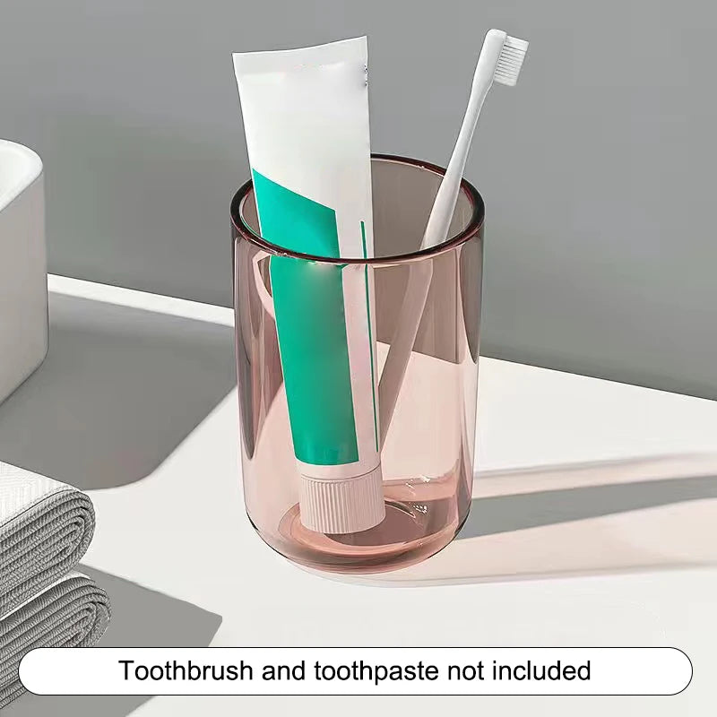 Couple Solid Color Transparent Mouthwash Cup Large Capacity Nordic Style Toothbrush Cup Transparent Mouthwash Plastic Cup Qme A2