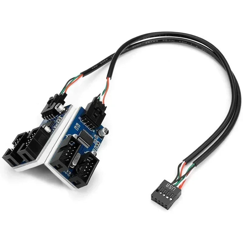 Motherboard USB 2.0 9Pin Connector 1 To 4 Expansion Hub Splitter Adapter Converter MB USB 2.0 Female To 4 Female -30CM USB Qme Single-channel