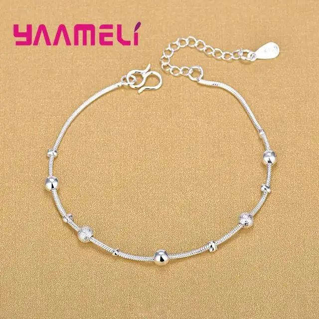 Trendy Women Foot Chains Adjustable Mujer Charm 925 Sterling Silver Color Anklets Bohemia Jewelry Summer Holiday Design Qme Model 1
