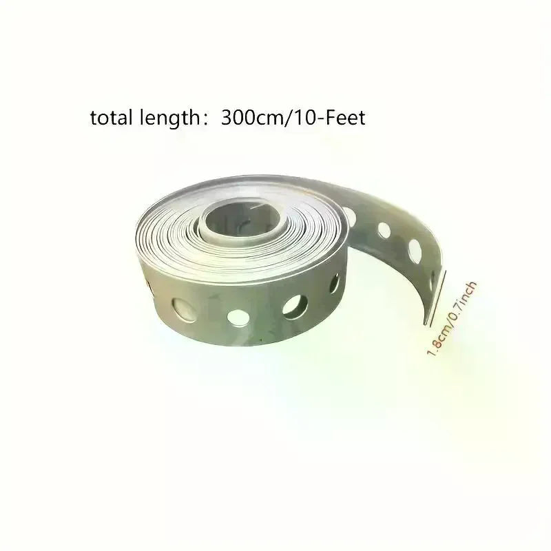 1 Roll Galvanized Iron Tape Pre-punched Multi-slot Metal Pipe Support Qme