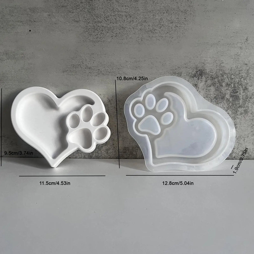 Paw Print Resin Mold Candle Mold Clay Molds Keychain Charm Heart Paw Print Resin Molds Plaster Mold Jewelry Molds Epoxy Mold Qme