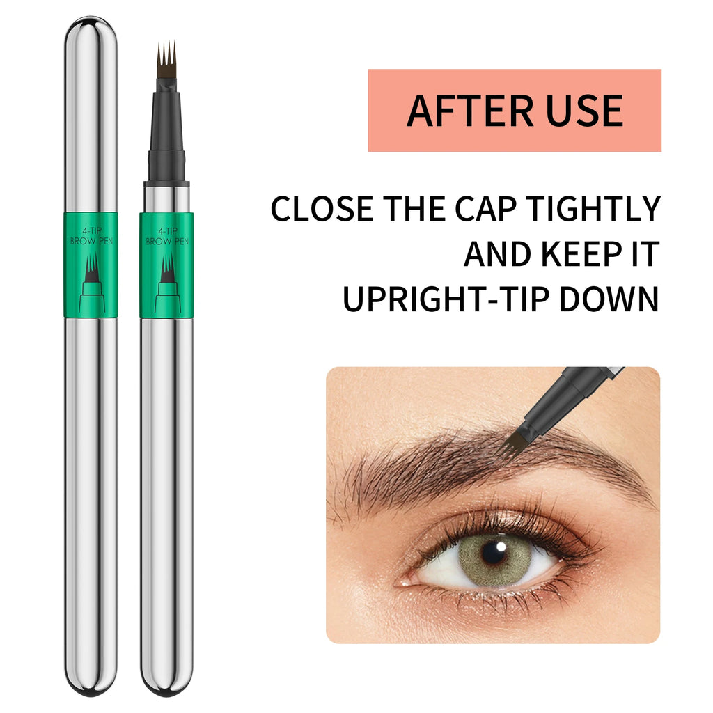 Hellokiss Waterproof Eyebrow Pen, Microblading Eyebrow Pencil With 4 Split Head, Natural Looking Brows Makeup ( 5 Colors) Qme