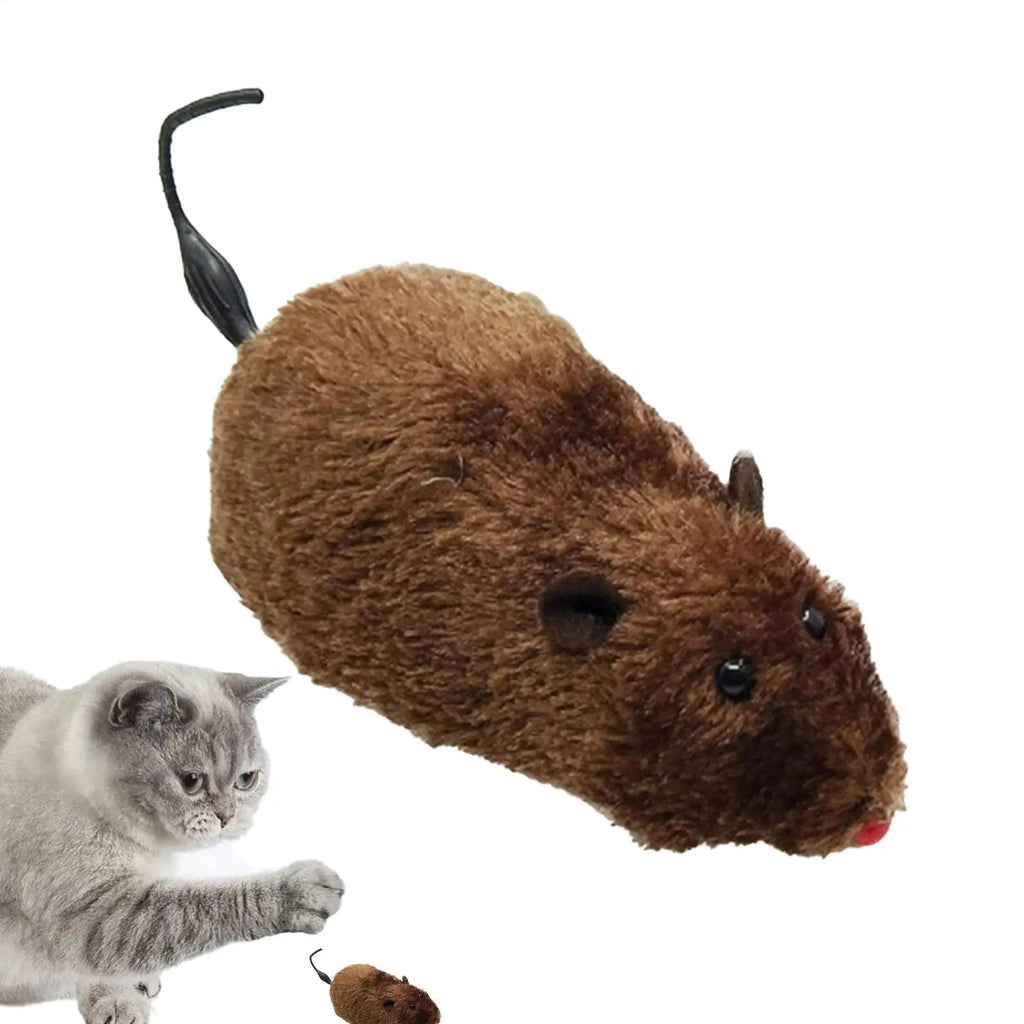 Moving Mouse Cat Toy Plush Wind up Cat Toys Mouse Shape Interactive Cat Chasing Toys Interesting Playtime Supplies for Kitten Qme