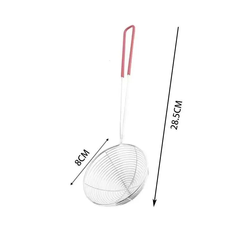 Stainless Steel Spider Strainer Heat Resistant Non-slip Red Handles Qme C