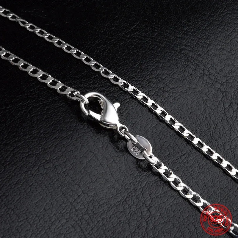 16-30inches 925 Sterling Silver 2MM Flat chain Necklace Chain For Women Men Fashion Wedding Party Jewelry Gift Qme 1pcs 75cm