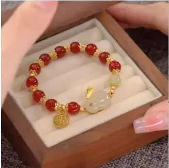 b05 Fashion Creative Lucky Imitation Hotan Jade Bracelet Vintage Light Handmade Jewelry Bracelet Women's Girls Jewelry Gift Qme 2