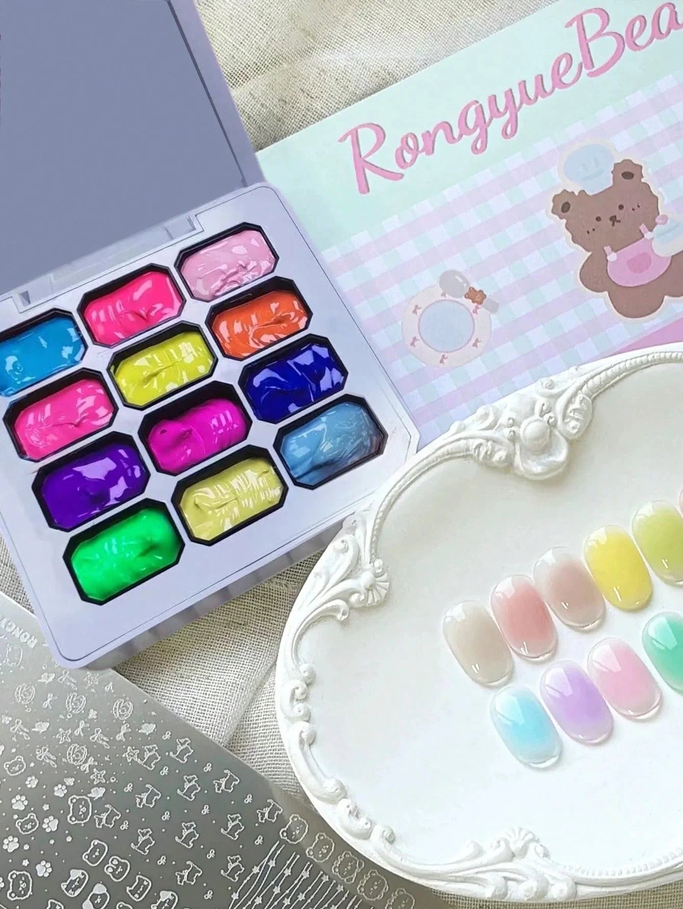 12-color Fluorescent Solid Gel Polish Gradient Blush UV Nail DIY Art Qme